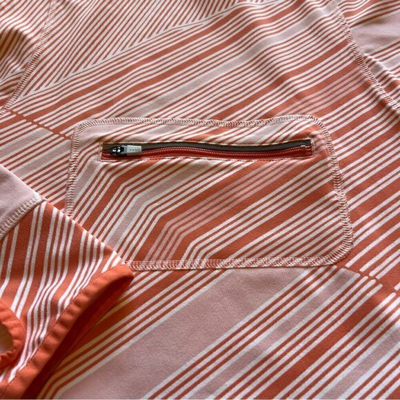 Lands' End Women's Warm Up Top Orange/Cream Stripe Size Large 14-16 - Picture 10 of 12